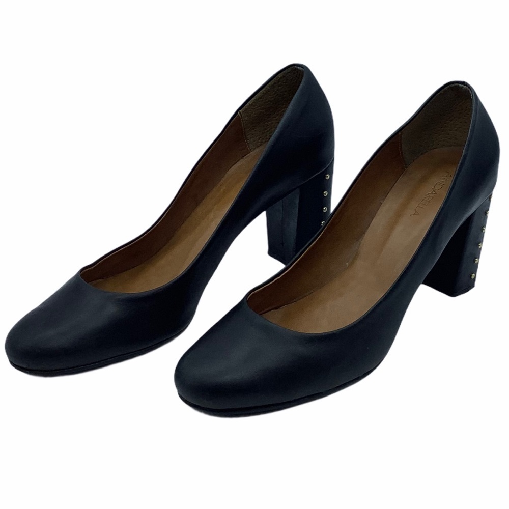 Andarella Women Size 9 Black Leather Studded 3" Heel Pumps Made in Brazil